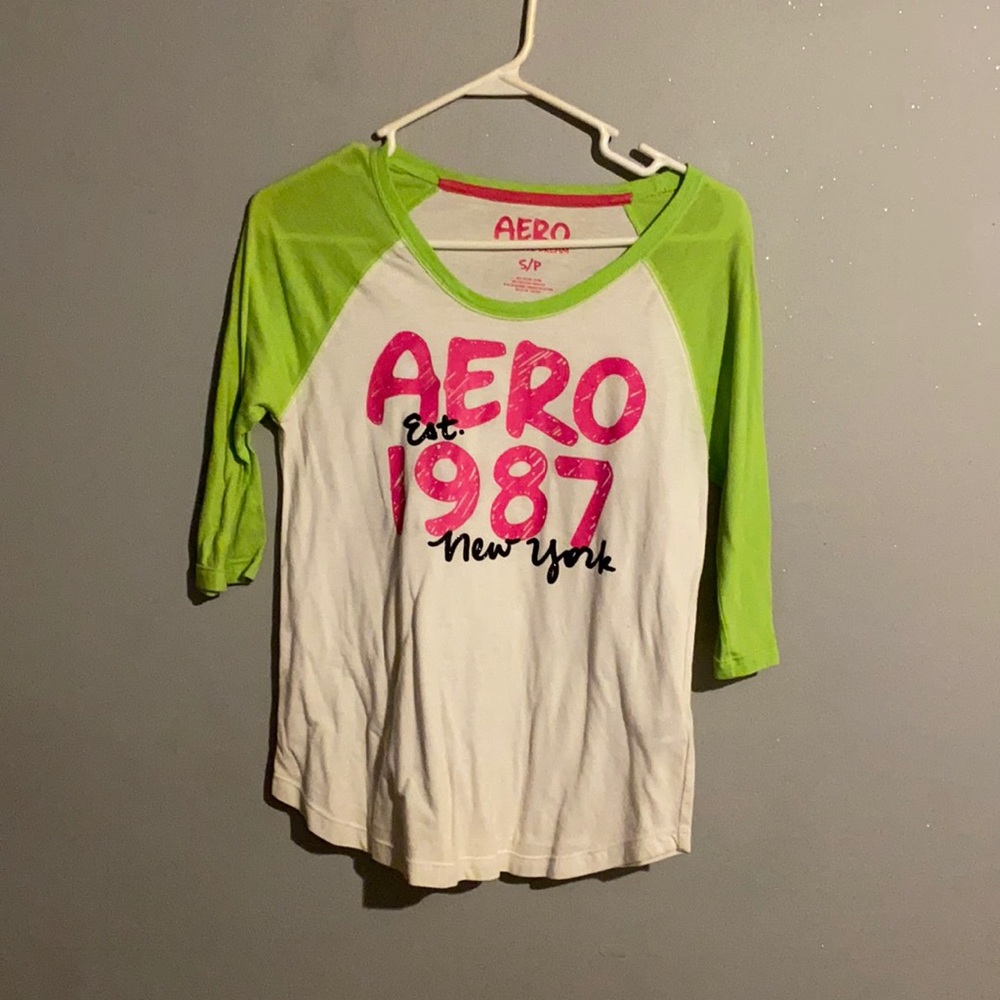 Lime green and white Aero shirt